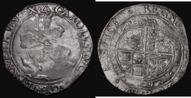 Halfcrown Charles I Group III, Third horseman, King wears cloak flying from shoulder, with rough ground below horse, type 3a2, S.2776 mintmark Triangl...