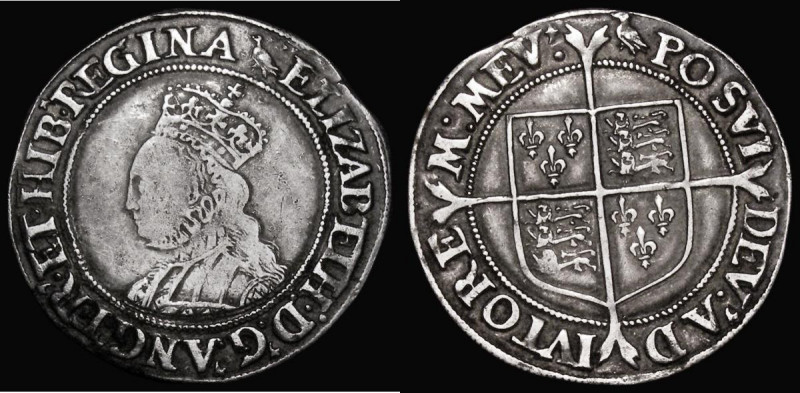 Shilling Elizabeth I Second issue S.2555 mintmark Martlet, 5.94 grammes, Fine or...