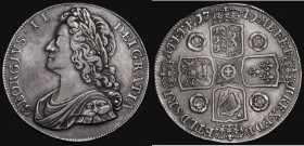 Crown 1741 Roses, DECIMO QVARTO edge, ESC 123, Bull 1666 Good Fine or better a very pleasing and problem-free example

Estimate: GBP 900 - 1300