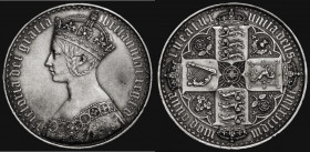 Crown 1847 Gothic UNDECIMO ESC 288, Bull 2571 VF with some thin scratches on the obverse, the surfaces with some unevenness, consistent with old gildi...