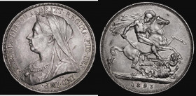 Crown 1893 LVII ESC 305, Bull 2595, Davies 502 dies 1A, Obverse: T of VICTORIA points to a rim tooth, Reverse: Single line beneath streamer, listed as...