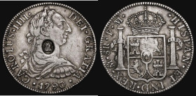 Dollar George III Oval Countermark on 1790 Mexico City 8 Reales ESC 129, Bull 1852, countermark VF, host coin GF/NVF evenly toned, a very pleasing and...
