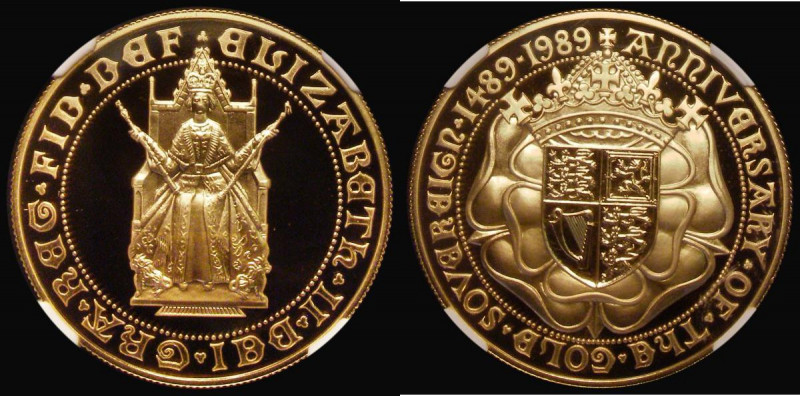 Five Pounds Gold 1989 500th Anniversary of the First Gold Sovereign S.SE6 Gold P...