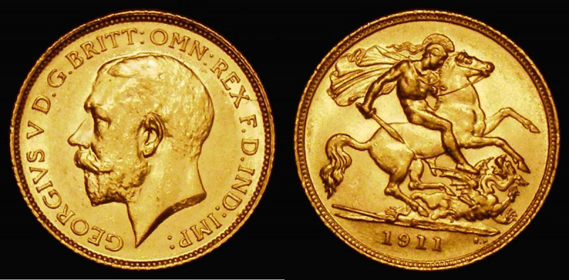 Half Sovereign 1911S Marsh 537 UNC/AU and highly lustrous, rare in this high gra...