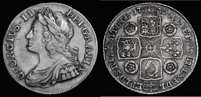 Shilling 1739 Roses ESC 1201, Bull 1713 Good Fine/NVF

Estimate: GBP 45 - 65