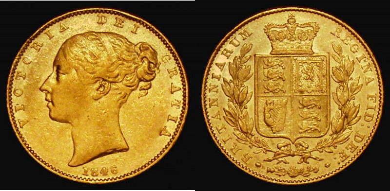 Sovereign 1846 the V of VICTORIA struck from a clogged die, and appears as an in...