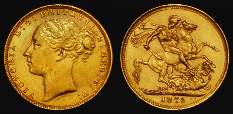 Sovereign 1872 George and the Dragon, Marsh 85, S.3856A, NEF/GEF

Estimate: GB...