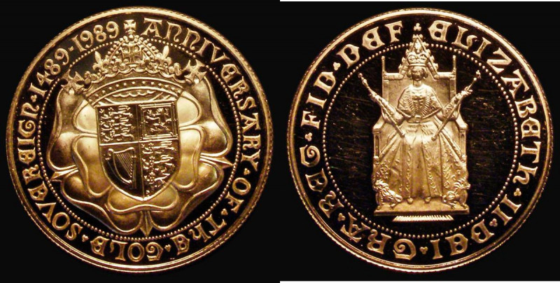 Two Pounds 1989 500th Anniversary of the First Gold Sovereign Gold Proof UNC/nFD...