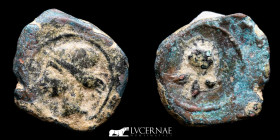 Cartago Nova Bronze Quarter Calco 1.83 g., 14 mm. Uncertain mint 218-210 BC. Good very fine (MBC)