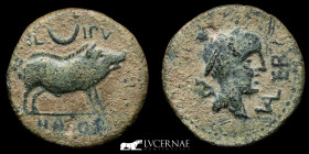 Ancient Hispania Halos Bronze As 11.82 g., 29 mm. Osuna, Seville 50 B.C. nEF.