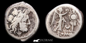 Anonymous Republican Silver Denarius 2.89 gm., 18 mm.  Rome 211-208 B.C. GVF