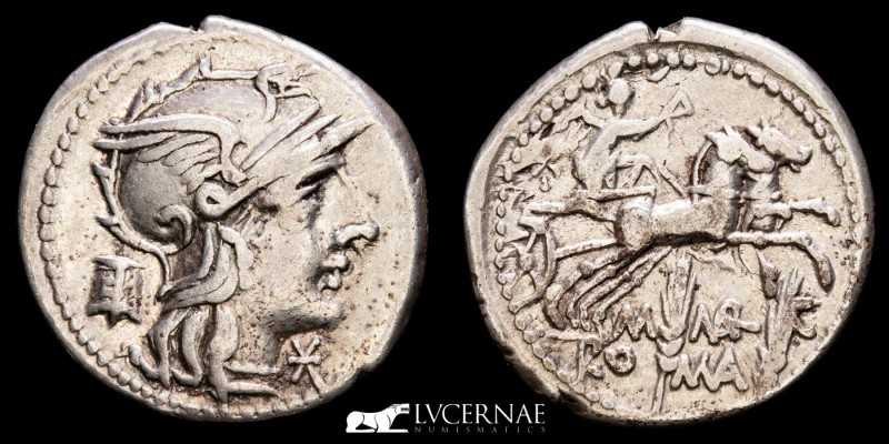 Roman Republic - M. Marcius Mn. f. Silver denarius (3.74 g. 20 mm.), Rome mint, ...