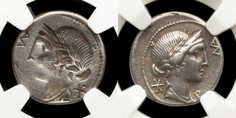 Roman Republic - Mn. Aemilius Lepidus 
Incuse (mint error) Silver denarius (3.32...