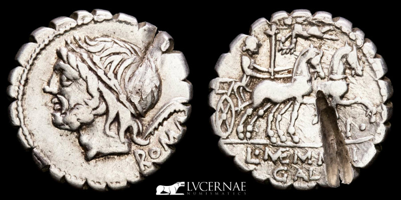 Roman Republic - L. Memmius Galeria. - Silver serratus denarius. (3,78g.,19mm.)....
