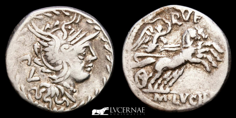 Roman Republic - M. Lucilius Rufus. Silver denarius (3.10 g. 19 mm.). Rome mint,...