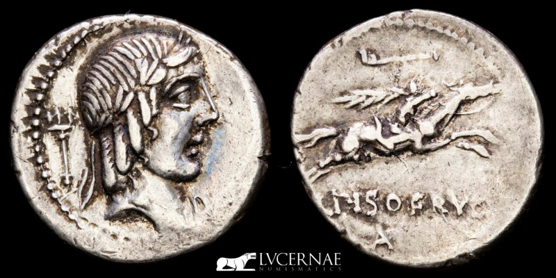Roman Republic. - L. Calpurnius Piso L.f. L.n. Frugi. Silver denarius (3,84g. 18...
