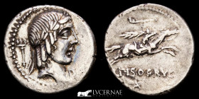 L. Calpurnius Piso Frugi Silver Denarius 3,84g. 18mm. Rome 90 B.C.  Good very fine (MBC+)