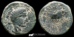 Augustus   Bronze As 15.78 g. 27 mm. Zaragoza 2 BC Very Fine