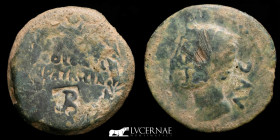 Augustus Bronze As Countermark 11,19 g. 26 mm. Colonia Patricia 27BC-14AD Very Fine