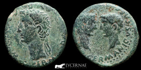Tiberius Bronze As 12.29 g., 27 mm. Colonia Romula 14-15 A.D. Good very fine (MBC)