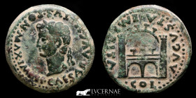 Tiberius bronze As 11.86 g., 27 mm. Emerita Augusta 14-36 A.D. Good Very Fine