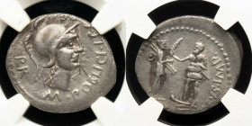 Pompeius Magnus Silver Denarius 3.66 g. 20 mm. Hispania 46-45 B.C.  VF (NGC)