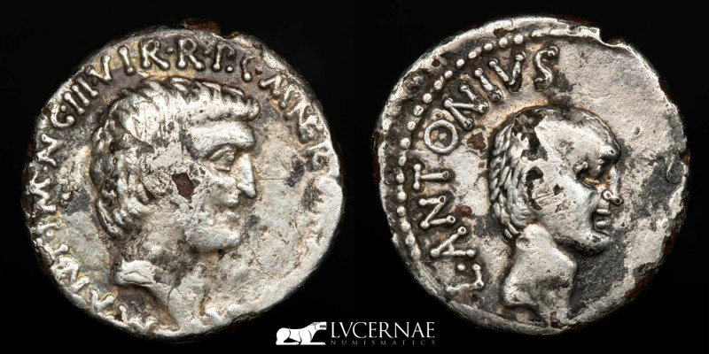 Roman Republic - Imperiatorial - Marc Antony & Lucius Antony 
Fourre Denarius (2...