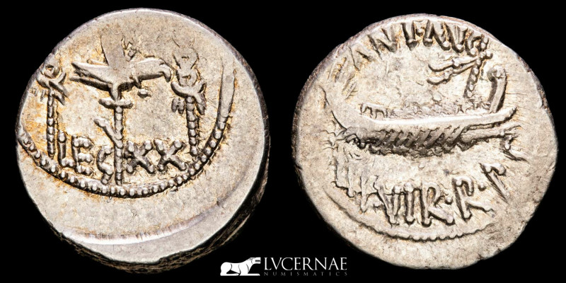 Roman Republic - Mark Antony, silver denarius. (3.52 g. 18 mm.) Military mint mo...