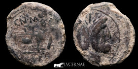Cnaeus Pompeius Magnus Æ Bronze As 14.17 g. 34 mm. Tarraconensis 46-45 B.C. Good Very Fine