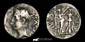 Augustus Silver Quinarius 1.73 g., 14 mm. Emerita 25-23 B.C. Very fine