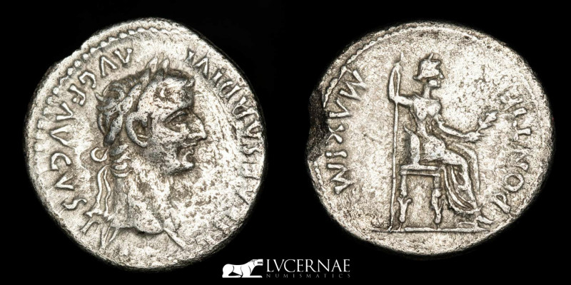 Roman Empire - Tiberius, AD 14-37. Silver denarius (3,47 g., 19 mm.). Minted in ...