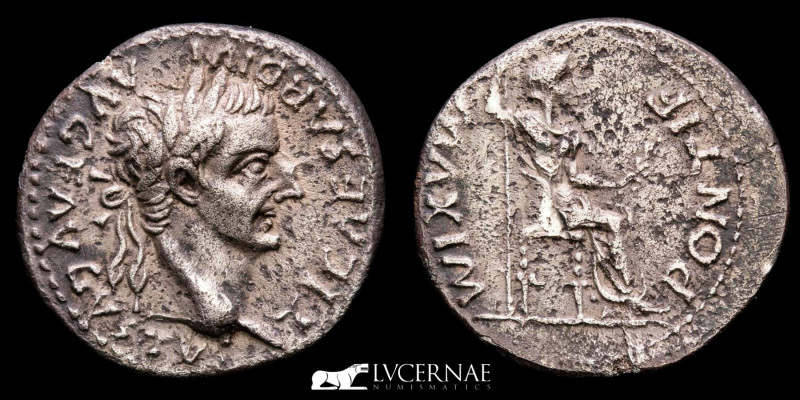 Roman Empire - Tiberius, AD 14-37. Silver denarius (3,70 g., 18 mm.). Minted in ...