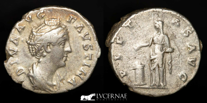 Roman Empire. - Faustina I (+141) 
Silver denarius (2.74 g., 17 mm.), Rome. 

DI...