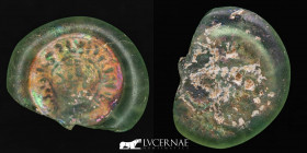 Fatimi Glass Weight 4.70 g., 29 mm. Egypt 996-1021 A.D. Very fine