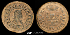 Felipe IV Bronze 16 Maravedis 4.36 g., 26 mm. Trujillo 1663 Good very fine (MBC+)