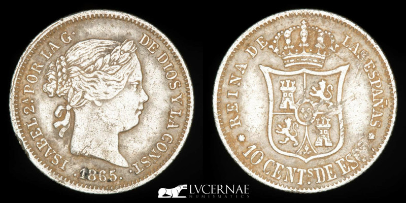 España - Isabel II (1833 - 1868), 10 centimos de escudo - 1865 - Sevilla.

Moned...