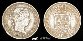 Isabel II (1833-1868) Silver 10 Centimos escudo 1,27 grs, 15 mm Sevilla 1865 Very Fine