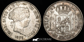 Isabel II Silver 1 Escudo 12,9 g. 30 mm. Madrid 1868 GVF