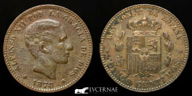 Alfonso XII Bronze Cinco Céntimos 4,93 g. 25 mm. Barcelona 1878 nEF