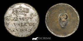 Spain white coated copper button 5.26 g. 23 mm. Seville XIX century VF
