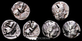 Lot of three Silver Tetradrachm  17,08 g. 19 mm. Athens 454 B.C. gVF