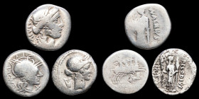 Lot of three Silver Denarius - Rome 138 / 43 BC VF.