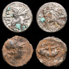 Lot of two Fourre Denarius 5.40 g. 23 mm. Rome 136-125 B.C. VF