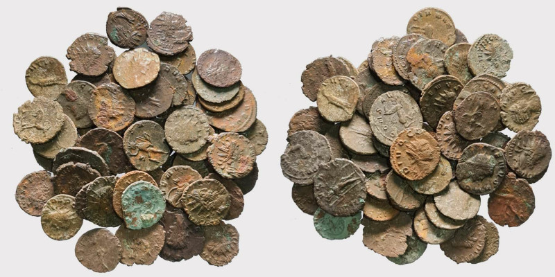 Roman Empire - Lot of 56 Late Roman Æ Coins. 

Including Gallic bronze antoninan...