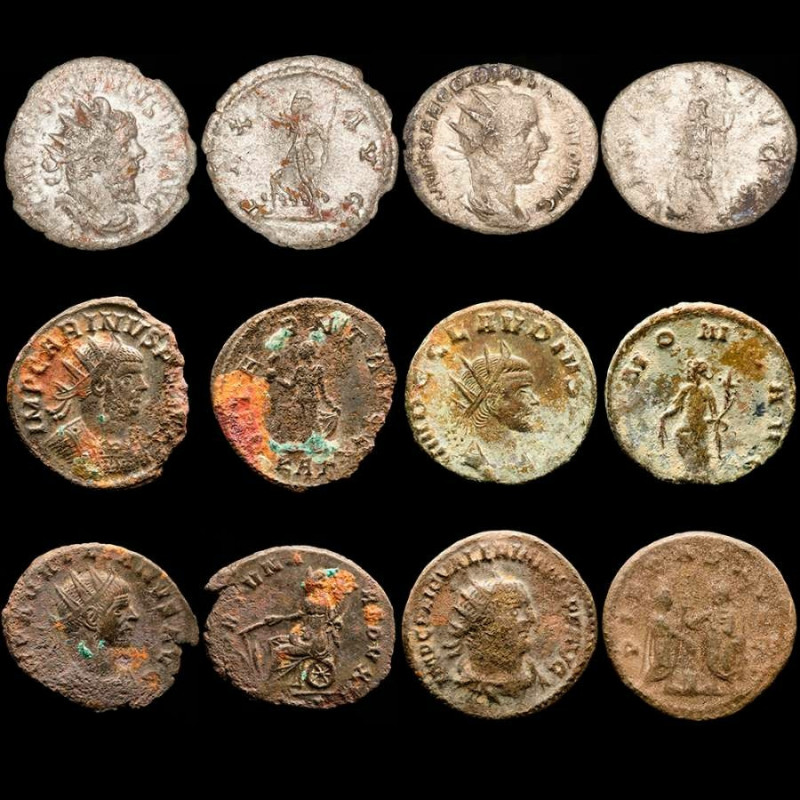 Roman Empire - Lot of six (6) BI, Bronze and silver antoninianus.

1 - Postumus ...