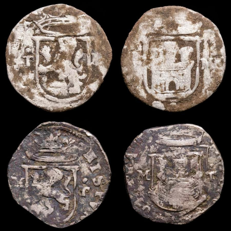 Sapin - Philip II ( 1556-1598). 

Lot of 2 x Cuartillo (8 1/2 Maravedis). Toledo...