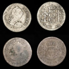 Lot of two Silver 1/2 Real coins - Mexico 1773-1776 Good very fine (MBC)