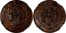 ARGENTINA. Copper 2 Centavos Essai (Pattern), 1878. NGC AU-58.

KM-E2; Janson-25.1. A rich chocolate color with some original mint brilliance remain...