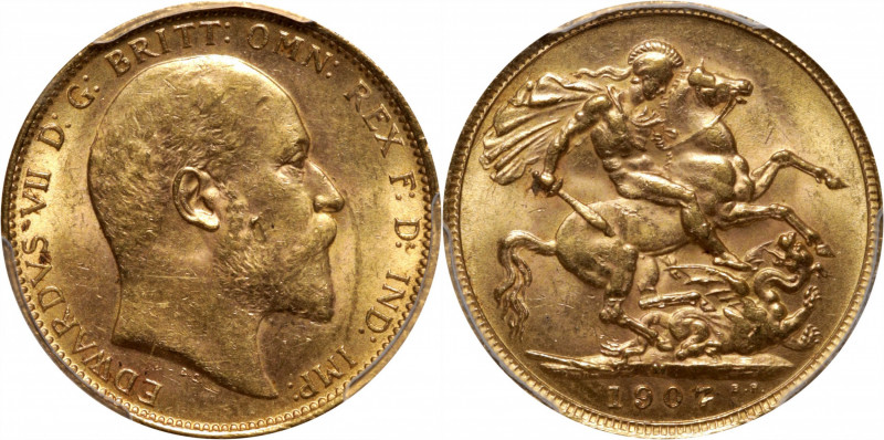 AUSTRALIA. Soveriegn, 1907-M. Melbourne Mint. Edward VII. PCGS MS-62.

Fr-33; ...