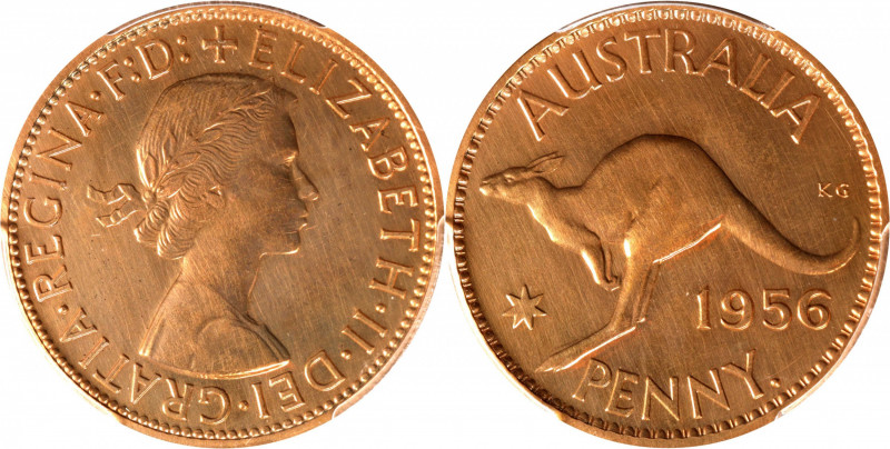 AUSTRALIA. Penny, 1956. Perth Mint. Elizabeth II. PCGS PROOF-64 Red.

KM-56. M...